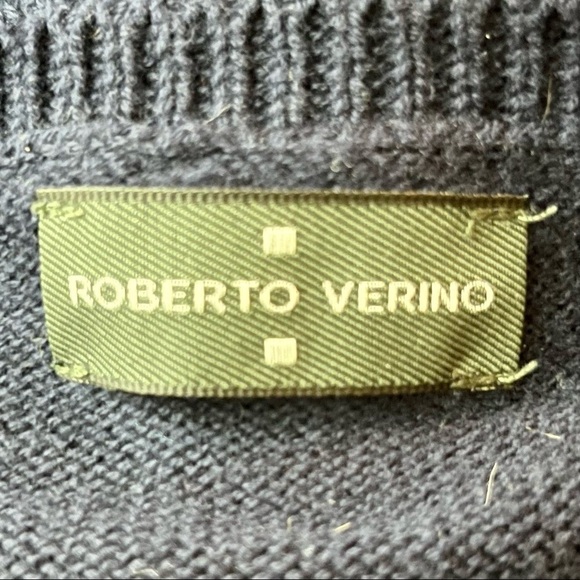roberto VERINO Knit Sweater in Navy Blue Size 10 - Picture 5 of 6